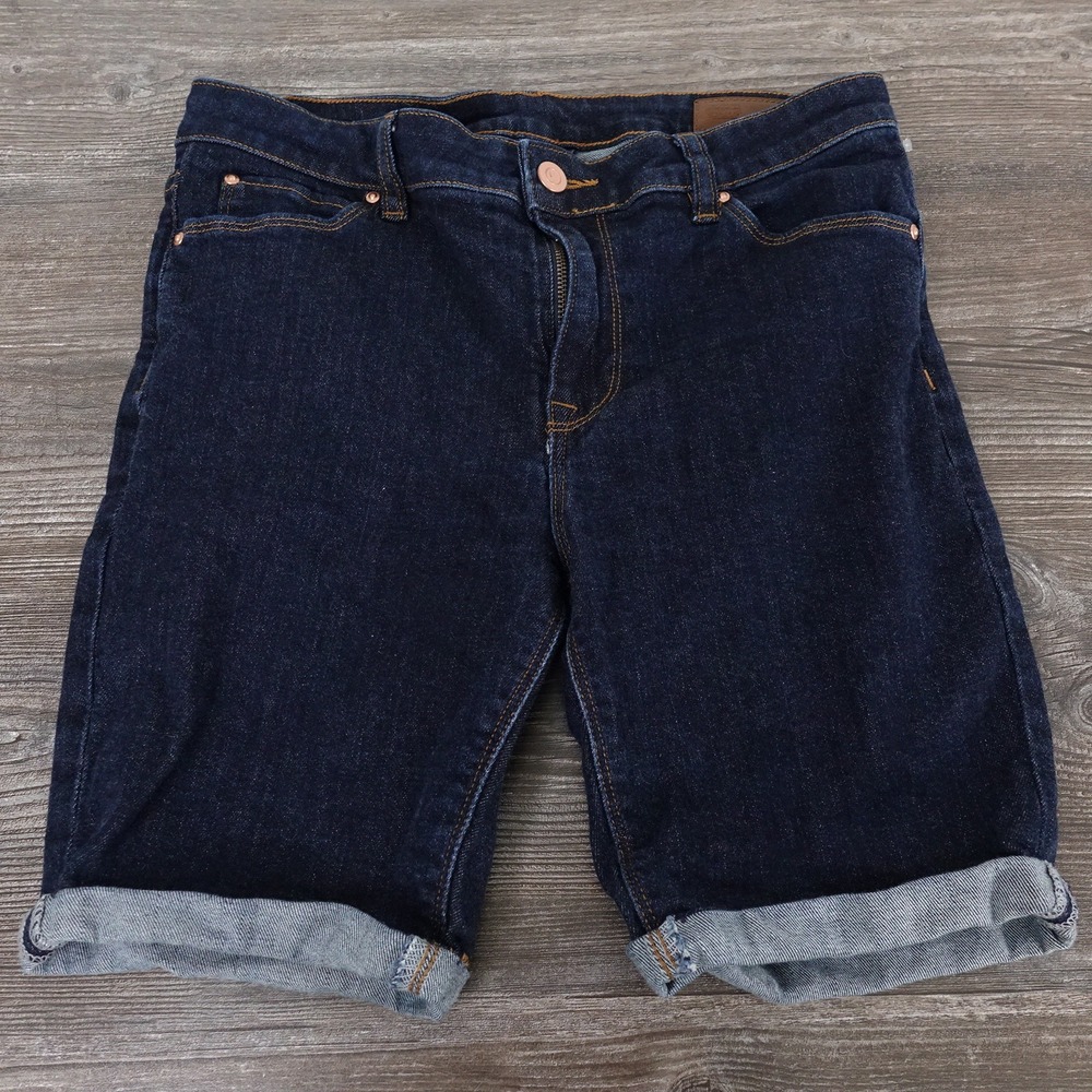 ASOS DARK WASH DENIM CUFFED JEAN SHORTS WOMENS SIZE 30